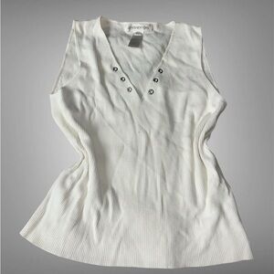 Jones New York White/ ivory  Tank Top with eyelet Detail